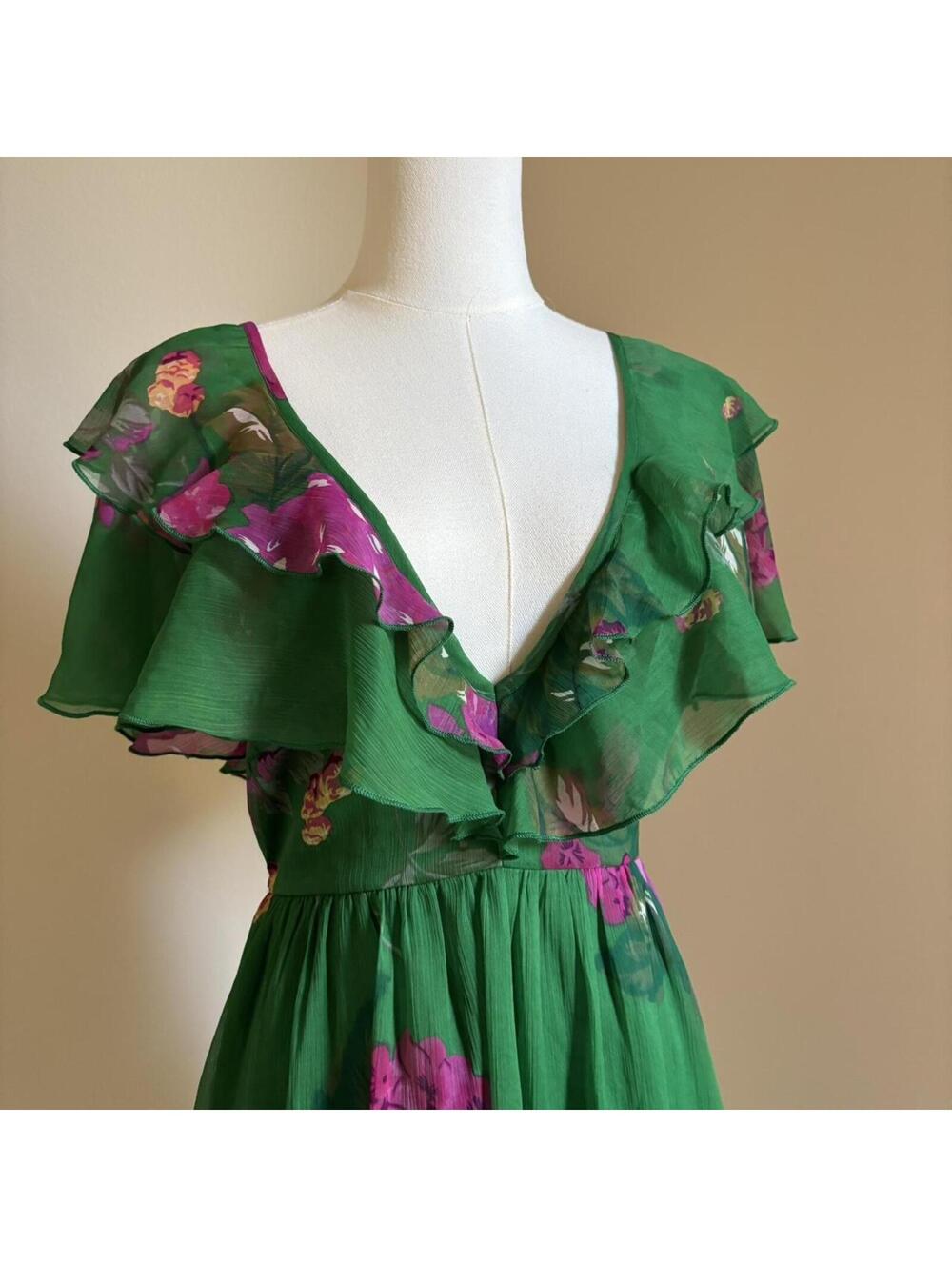 asos dreamy sheer green floral dress - Picture 3 of 8